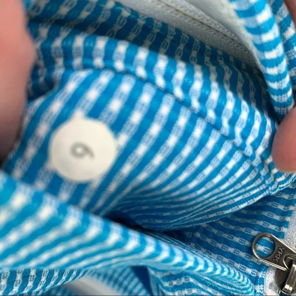 LULULEMON athletica 2 in 1 proactive 2 piece blue & white gingham Jacket size 6 - Picture 8 of 11